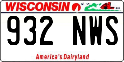 WI license plate 932NWS