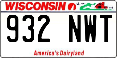 WI license plate 932NWT