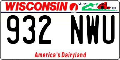 WI license plate 932NWU