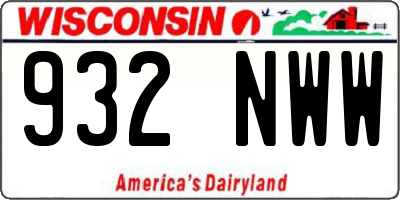 WI license plate 932NWW