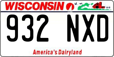 WI license plate 932NXD