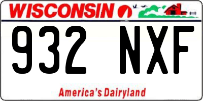 WI license plate 932NXF