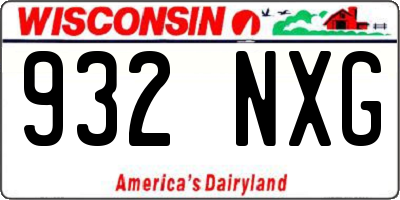 WI license plate 932NXG