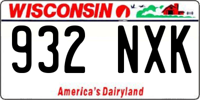 WI license plate 932NXK