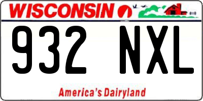 WI license plate 932NXL