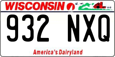WI license plate 932NXQ