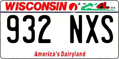 WI license plate 932NXS
