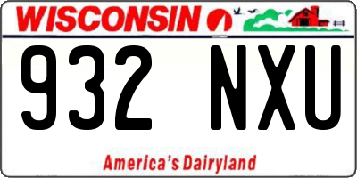 WI license plate 932NXU