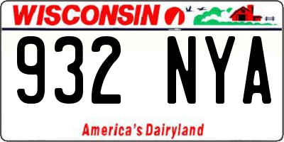 WI license plate 932NYA
