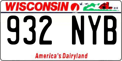 WI license plate 932NYB