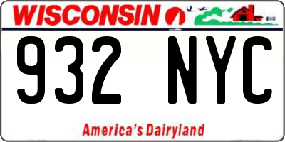 WI license plate 932NYC
