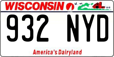 WI license plate 932NYD