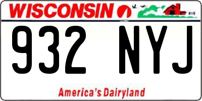 WI license plate 932NYJ
