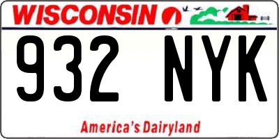 WI license plate 932NYK