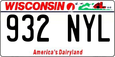 WI license plate 932NYL
