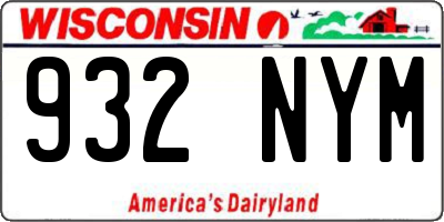 WI license plate 932NYM