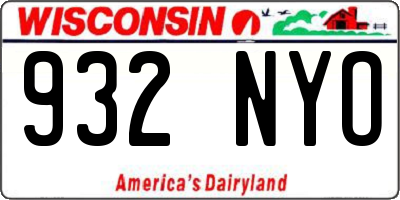 WI license plate 932NYO