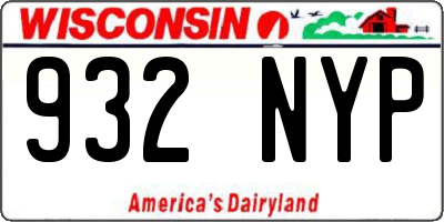 WI license plate 932NYP