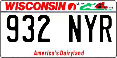 WI license plate 932NYR