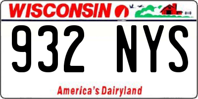 WI license plate 932NYS