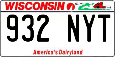 WI license plate 932NYT