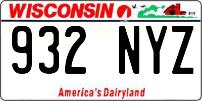WI license plate 932NYZ