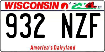 WI license plate 932NZF
