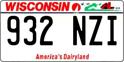 WI license plate 932NZI