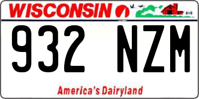 WI license plate 932NZM