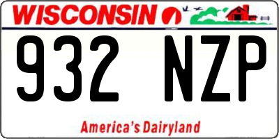 WI license plate 932NZP