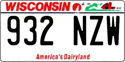 WI license plate 932NZW