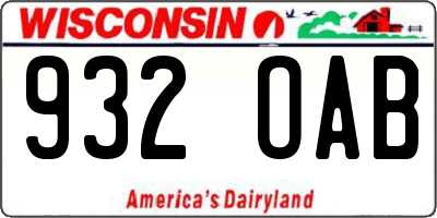 WI license plate 932OAB