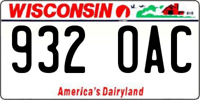 WI license plate 932OAC