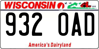 WI license plate 932OAD