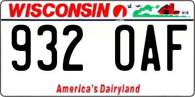 WI license plate 932OAF