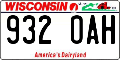 WI license plate 932OAH
