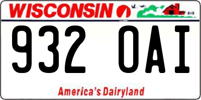 WI license plate 932OAI