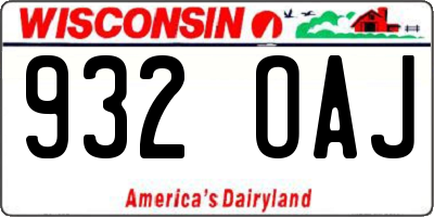 WI license plate 932OAJ