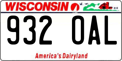 WI license plate 932OAL