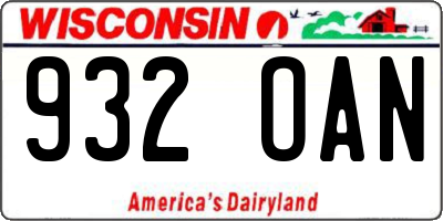 WI license plate 932OAN