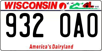 WI license plate 932OAO