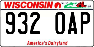 WI license plate 932OAP
