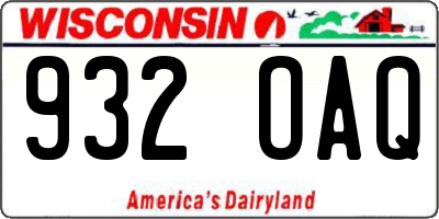 WI license plate 932OAQ