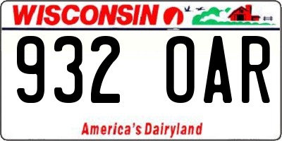 WI license plate 932OAR