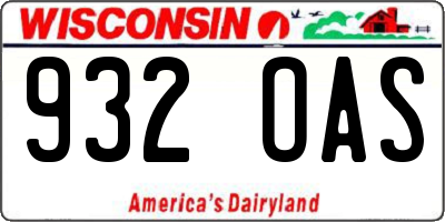 WI license plate 932OAS