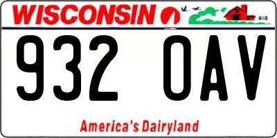 WI license plate 932OAV
