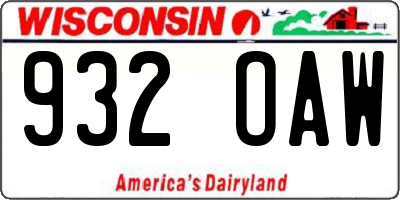 WI license plate 932OAW