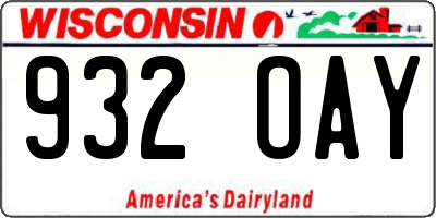 WI license plate 932OAY