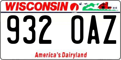 WI license plate 932OAZ