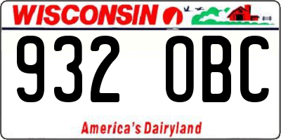 WI license plate 932OBC